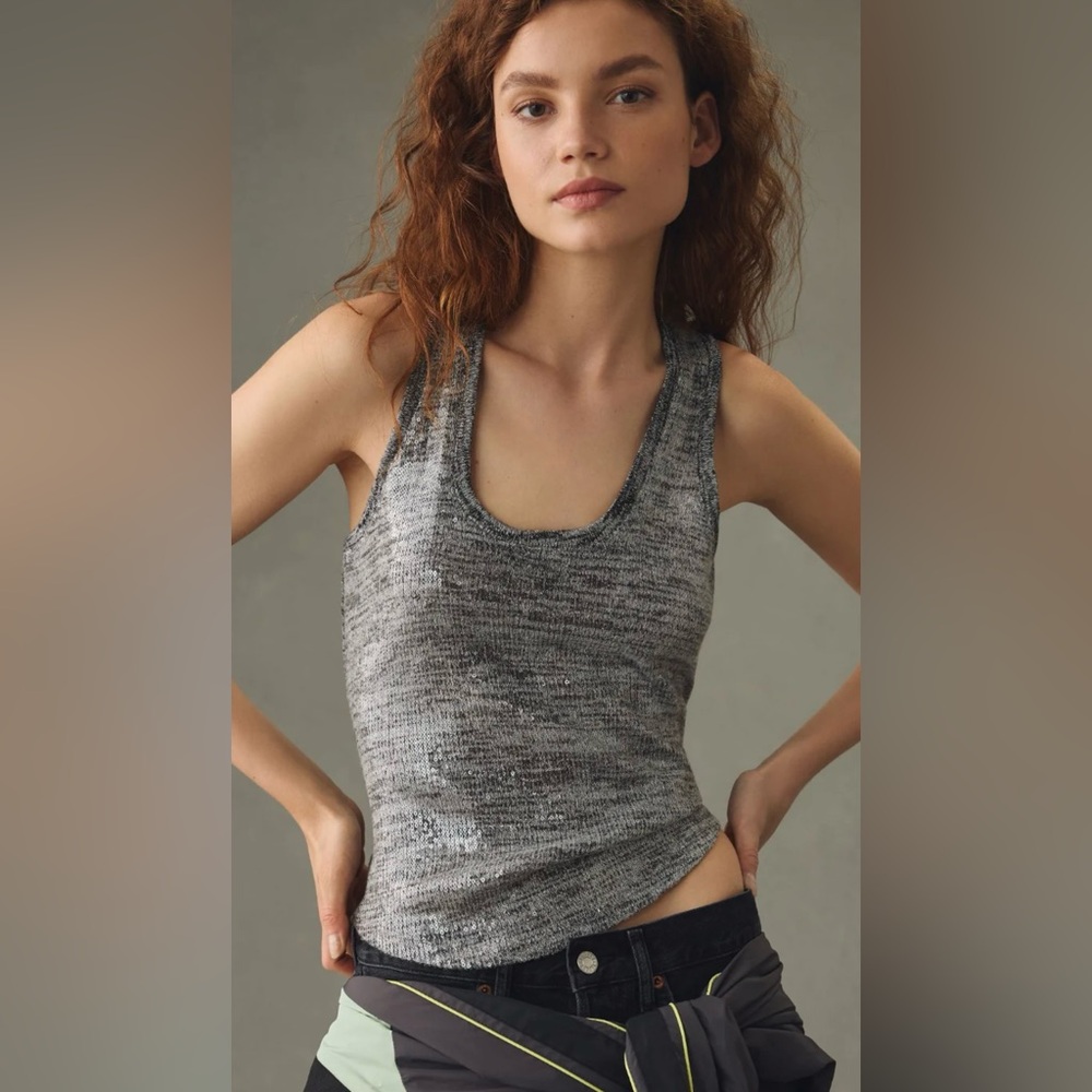 Anthropologie Pilcro Sequin Scoop Tank - Size Large